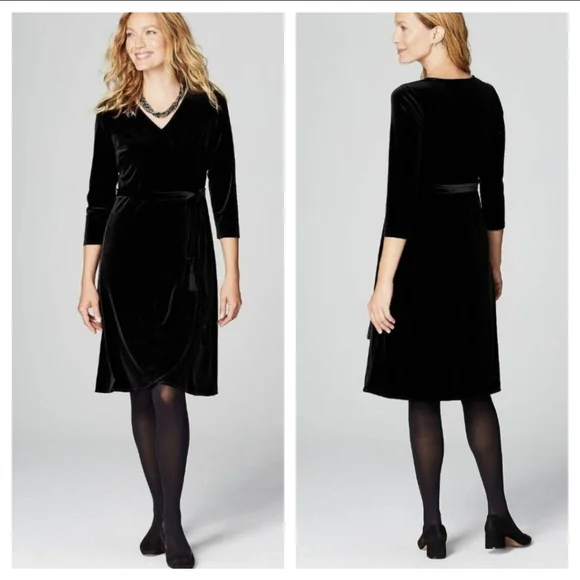 J. Jill | Dresses | J Jill Womens Plus Size Black Lux Velvet Belted Faux  Wrap Dress 3x Holiday | Poshmark